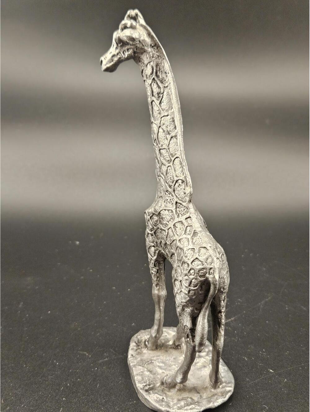 970s Pewter Giraffe Figurine Signed M.R. Bartlett Safari Wildlife Sculpture 6.5" - Picture 5 of 14